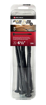 PWR DRIVE FTC17BK38612MR Deck Screw, 3/8 in Thread, 6-1/2 in L, Coarse Thread, Flat with Nibs Head, Star Drive, Steel