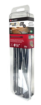 PWR DRIVE FTC17BK38812MR Deck Screw, 3/8 in Thread, 8-1/2 in L, Coarse Thread, Flat with Nibs Head, Star Drive, Steel