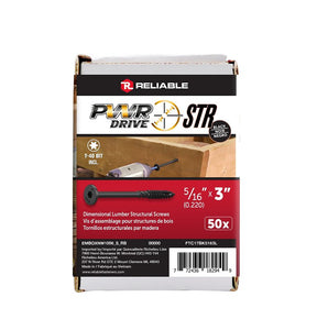 PWR DRIVE FTC17BK5163L Deck Screw, 5/16 in Thread, 3 in L, Coarse Thread, Flat with Nibs Head, Star Drive, Type 17 Point