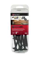 PWR DRIVE FTC17BK5163MR Deck Screw, 5/16 in Thread, 3 in L, Coarse Thread, Flat with Nibs Head, Star Drive, Steel, 10 PK