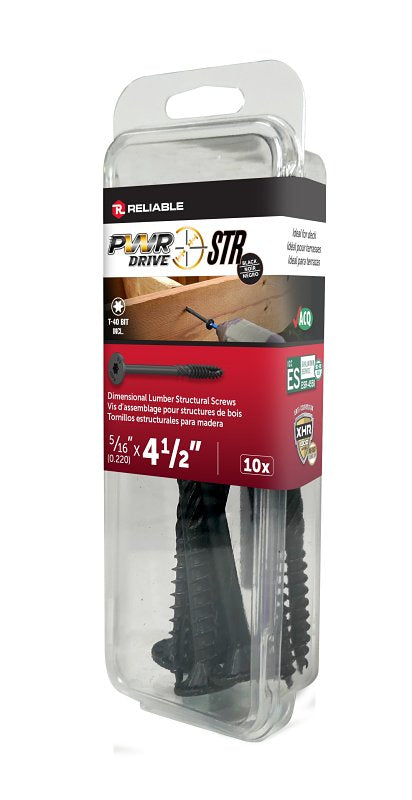 PWR DRIVE FTC17BK516412MR Deck Screw, 5/16 in Thread, 4-1/2 in L, Coarse Thread, Flat with Nibs Head, Star Drive, Steel