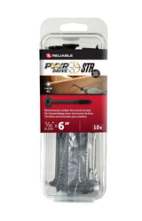 PWR DRIVE FTC17BK5166MR Deck Screw, 5/16 in Thread, 6 in L, Coarse Thread, Flat with Nibs Head, Star Drive, Steel, 10 PK