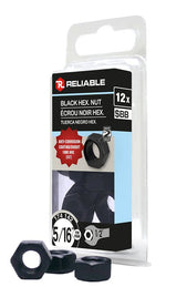 Reliable FHNCBLK516MR Hex Nut, Coarse Thread, 5/16-18 Thread, Steel, ACQ Black Epoxy, 2 Grade