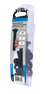 Reliable CBBLK142B Carriage Bolt, 1/4-20 Thread, Coarse, Full Thread, 2 in OAL, Steel, Rustproof, A Grade