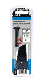 Reliable CBBLK14212B Carriage Bolt, 1/4-20 Thread, Coarse, Full Thread, 2-1/2 in OAL, Steel, Rustproof, A Grade