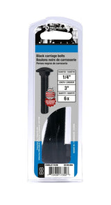 Reliable CBBLK143B Carriage Bolt, 1/4-20 Thread, Coarse Thread, 3 in OAL, Steel, Rustproof, A Grade, Inch Measuring