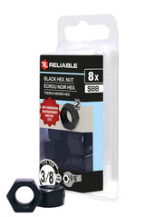 Reliable FHNCBLK38MR Hex Nut, Coarse Thread, 3/8-16 Thread, Steel, ACQ Black Epoxy, 2 Grade