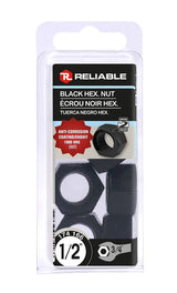 Reliable FHNCBLK12MR Hex Nut, Coarse Thread, 1/2-13 Thread, Steel, ACQ Black Epoxy, 2 Grade