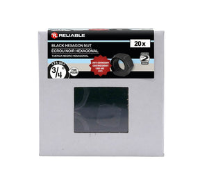 Reliable FHNCBLK34L Hex Nut, Coarse Thread, 3/4-10 Thread, Steel, ACQ Black Epoxy, 2 Grade