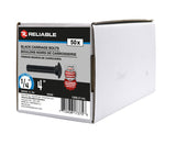Reliable CBBLK144L Carriage Bolt, 1/4-20 Thread, Coarse, Full Thread, 4 in OAL, Steel, Rustproof, A Grade