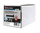 Reliable CBBLK516212L Carriage Bolt, 5/16-18 Thread, Coarse, Full Thread, 2-1/2 in OAL, Steel, Rustproof, A Grade