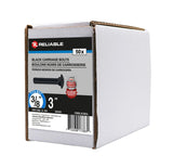 Reliable CBBLK383L Carriage Bolt, 3/8-16 Thread, Coarse, Full Thread, 3 in OAL, Steel, Rustproof, A Grade