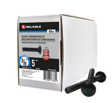 Reliable CBBLK385L Carriage Bolt, 3/8-16 Thread, Coarse, Full Thread, 5 in OAL, Steel, Rustproof, A Grade
