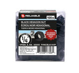 Reliable FHNCBLK14VP Hex Nut, Coarse Thread, 1/4-20 Thread, Steel, ACQ Black Epoxy, 2 Grade