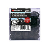 Reliable FHNCBLK516VP Hex Nut, Coarse Thread, 5/16-18 Thread, Steel, ACQ Black Epoxy, 2 Grade