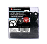 Reliable FHNCBLK38VP Hex Nut, Coarse Thread, 3/8-16 Thread, Steel, ACQ Black Epoxy, 2 Grade