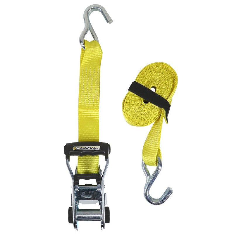 SmartStrap RachetX Series 351 Tie-Down, 1-1/2 in W, 14 ft L, Plastic/Polyester/Rubber/Steel, Yellow, 1667 lb