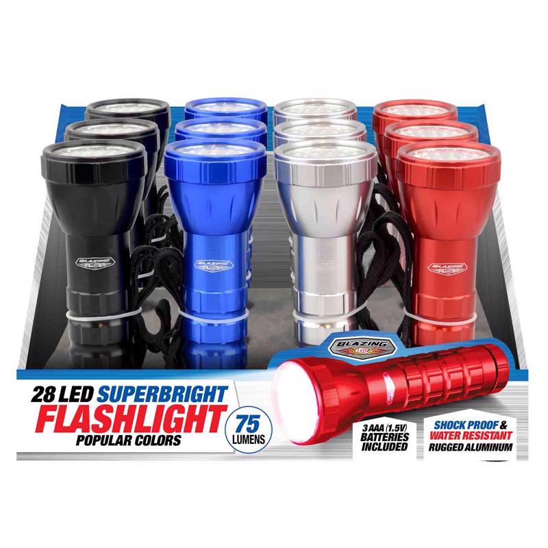 Blazing LEDz 28 LED 160 lm Assorted LED Flashlight AAA Battery, Pack of 12