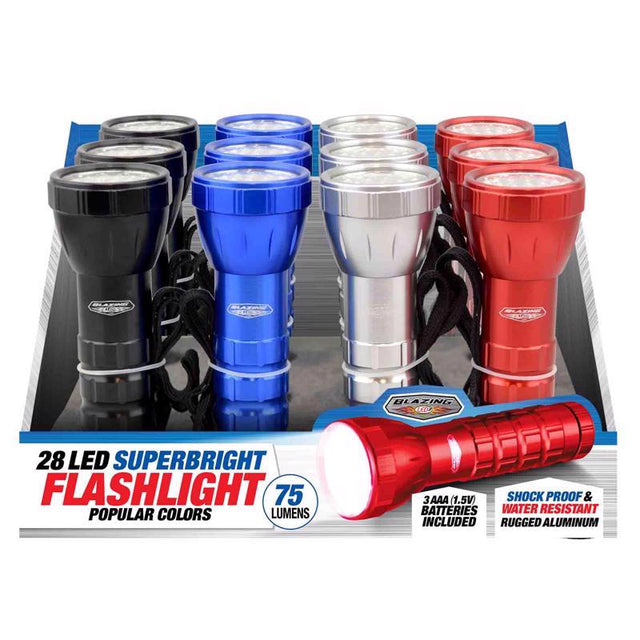 Blazing LEDz 28 LED 160 lm Assorted LED Flashlight AAA Battery, Pack of 12