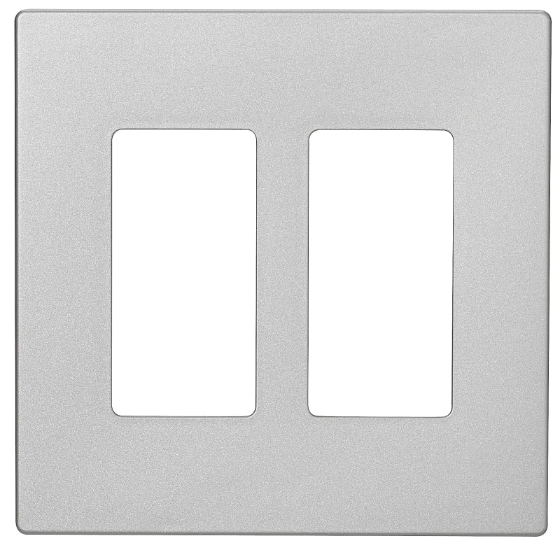 Eaton PJ Series PJS262SG-SP-L Wallplate, 4.87 in L, 4.94 in W, 2-Gang, Polycarbonate, Silver Granite, High-Gloss, Pack of 6
