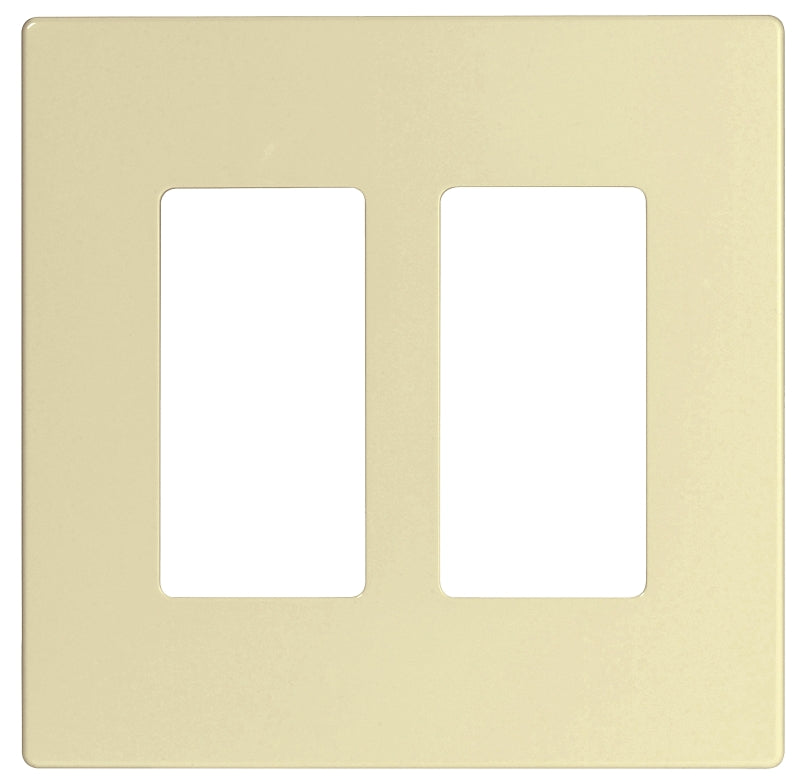 Eaton PJ Series PJS262LA Wallplate, 4.87 in L, 4.94 in W, 2-Gang, Polycarbonate, Light Almond, High-Gloss