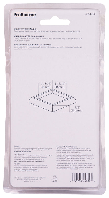 ProSource FE-50850-PS Caster Furniture Glide, Carpet/Steel, Clear, Clear, 2-1/4 x 2-1/4 x 3/8 in Dimensions