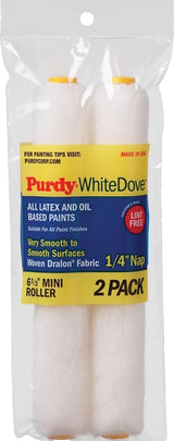 Purdy 14G605060 Roller Cover, White, 1/4 in Thick Nap, 6-1/2 in L, Woven Dralon Fabric Cover