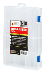 Quantum Storage Systems QB800 Utility Box, 11-3/4 in L, 7-3/4 in W, 2-3/16 in H, 1 to 10-Compartment, Polypropylene
