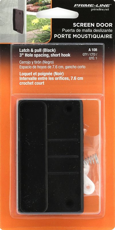 Prime-Line A 108 Door Handle and Latch, Plastic, 1-5/8 in Thick Door, For: 1-5/8 in Thick Screen Doors