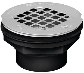 Oatey 42093 Shower Drain, ABS, Black, Specifications: Snap-In Cover Design, Solvent Weld Connection, Round Shape