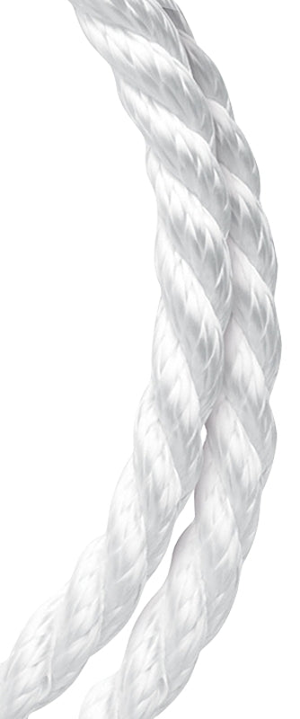 Baron 53211 Rope, 3/8 in Dia, 50 ft L, 334 lb Working Load, Nylon/Poly, White