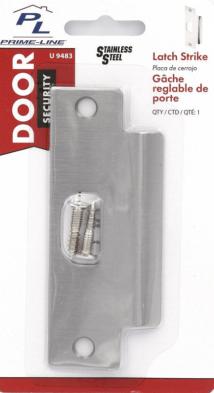 Defender Security U 9483 Strike Plate, 4-7/8 in L, 1-1/4 in W, Stainless Steel, Brushed
