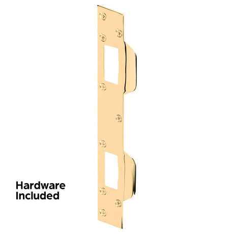 Defender Security U 9480 Combination Door Strike Plate, 11 in L, 1-5/8 in W, Steel, Brass