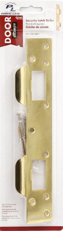 Defender Security U 9480 Combination Door Strike Plate, 11 in L, 1-5/8 in W, Steel, Brass