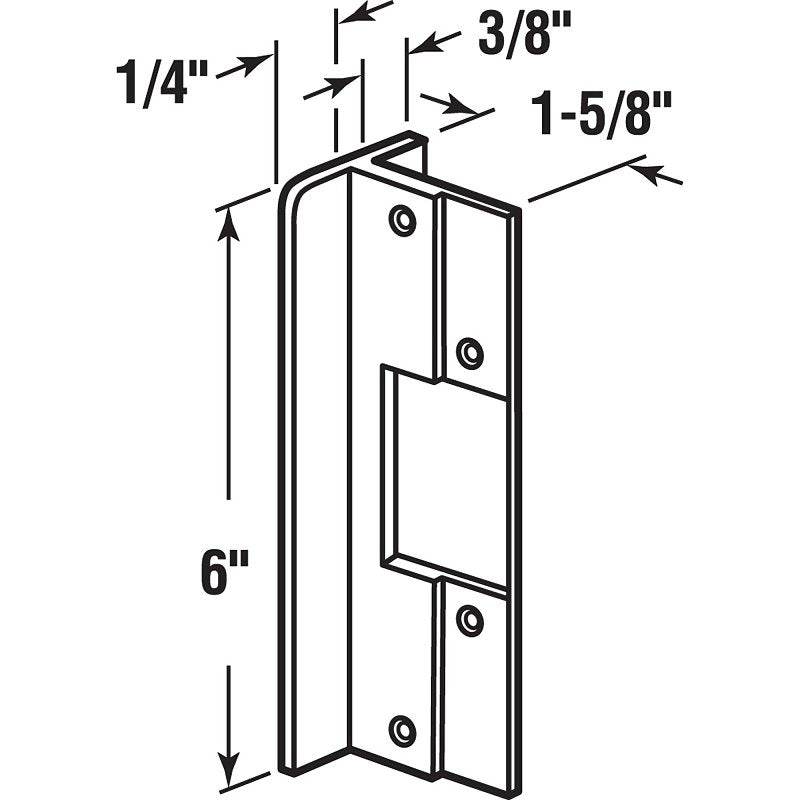 Defender Security U 9481 Strike Plate Protector, Aluminum, Silver, 6 in H, 13/16 in W