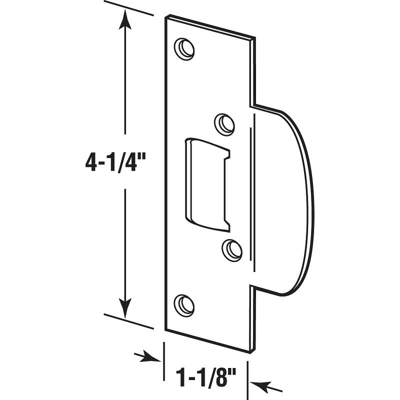 Defender Security U 9474 Security Latch Strike, 4-1/4 in L, 1-1/8 in W, Steel, Chrome-Plated