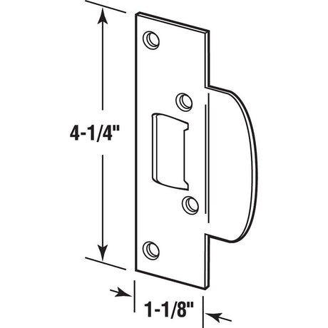 Defender Security U 9474 Security Latch Strike, 4-1/4 in L, 1-1/8 in W, Steel, Chrome-Plated