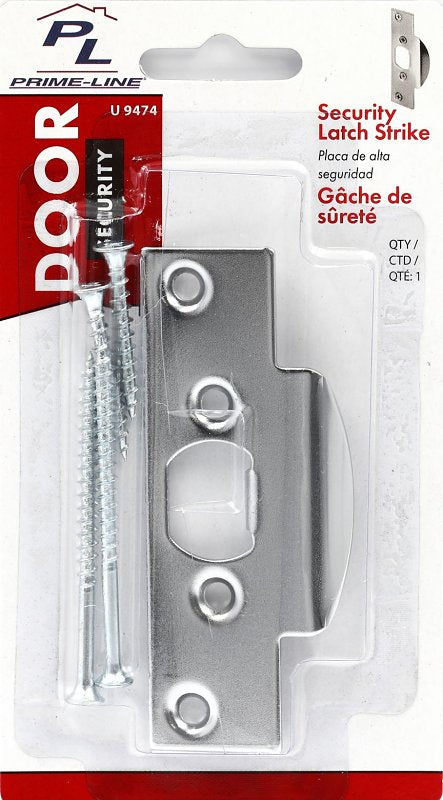 Defender Security U 9474 Security Latch Strike, 4-1/4 in L, 1-1/8 in W, Steel, Chrome-Plated
