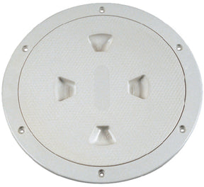 Beckson Screw Out Deck Plate With Standard Trim Ring, Dimple Center