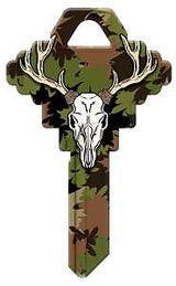 Hy-Ko 15005SC1-DEER Key Blank, Deer with Camo, Brass, For: Schlage SC1 Keyways, SC1 Key Number, Pack of 5