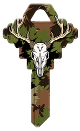 Hy-Ko 15005SC1-DEER Key Blank, Deer with Camo, Brass, For: Schlage SC1 Keyways, SC1 Key Number, Pack of 5