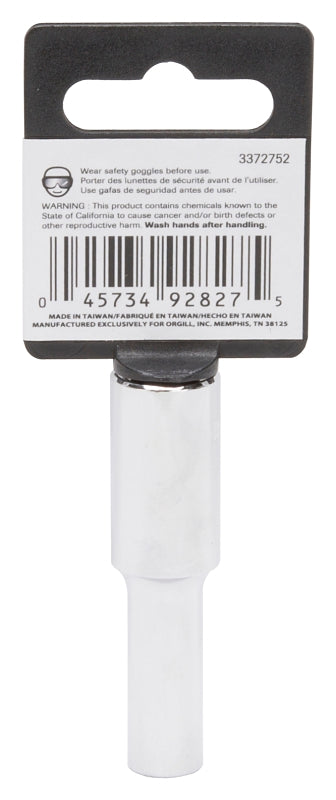 Vulcan MT6500662 Drive Socket, 8 mm Socket, 3/8 in Drive, 6-Point, Chrome Vanadium Steel, Chrome