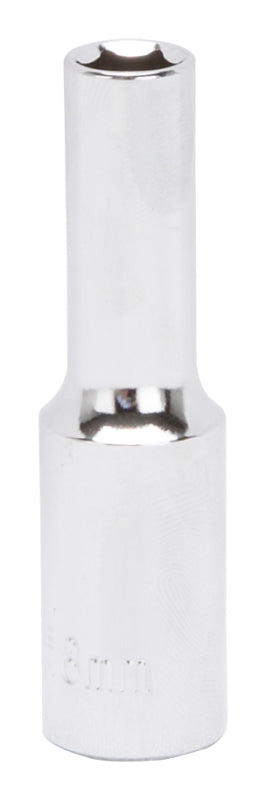 Vulcan MT6500662 Drive Socket, 8 mm Socket, 3/8 in Drive, 6-Point, Chrome Vanadium Steel, Chrome