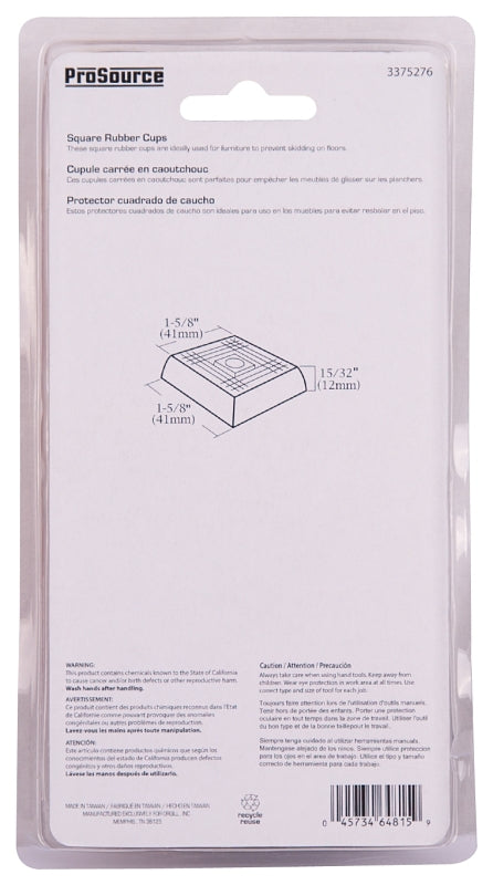 ProSource FE-S710-PS Caster Furniture Glide, Rubber, Brown, Brown, 2 X 2 x 15/32 in Dimensions