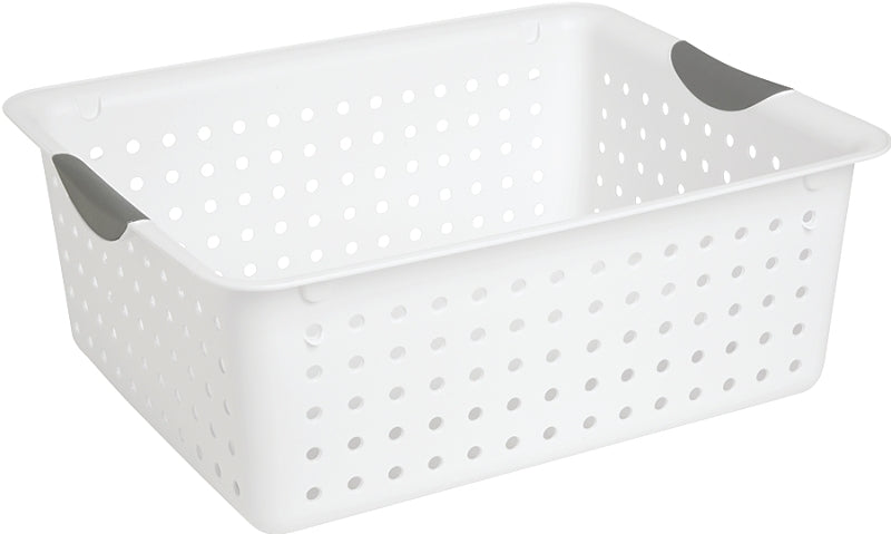 Sterilite Ultra 16268006 Storage Basket, 1.5 cu-ft Capacity, Plastic, White, Pack of 6