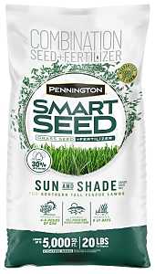 Pennington SMART SEED Sun & Shade Series 100543724 Grass Seed and Fertilizer Mix, 20 lb Bag