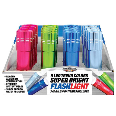 Blazing LEDz Trend Colors 54 lm Assorted LED Flashlight AAA Battery, Pack of 16