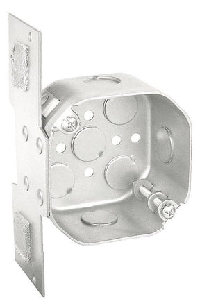 Southwire 54171-FAN-UPC Ceiling Fan Box, 4 in W, 2-1/8 in D, 8-Knockout, Steel, Silver, Galvanized