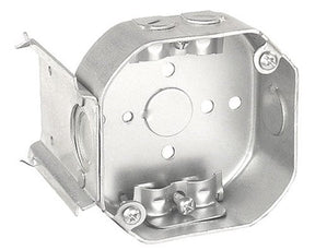 Southwire 54151-JR-UPC Octagon Box, 4 in OAW, 1-1/2 in OAD, 6-Knockout, Steel Housing Material, Silver, Galvanized