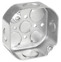 Southwire 54151-S-UPC Octagon Box, 4 in OAW, 1-1/2 in OAD, 9-Knockout, Steel Housing Material, Silver, Galvanized